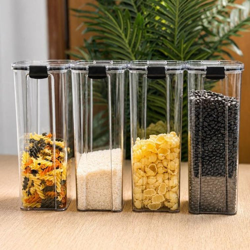 Monte Seu Kit Conjunto De  Potes Herméticos em Acrílico Cristal com Trava  Empilhável