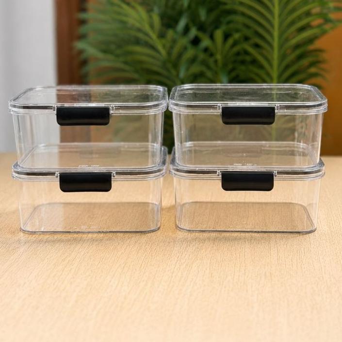 Monte Seu Kit Conjunto De  Potes Herméticos em Acrílico Cristal com Trava  Empilhável
