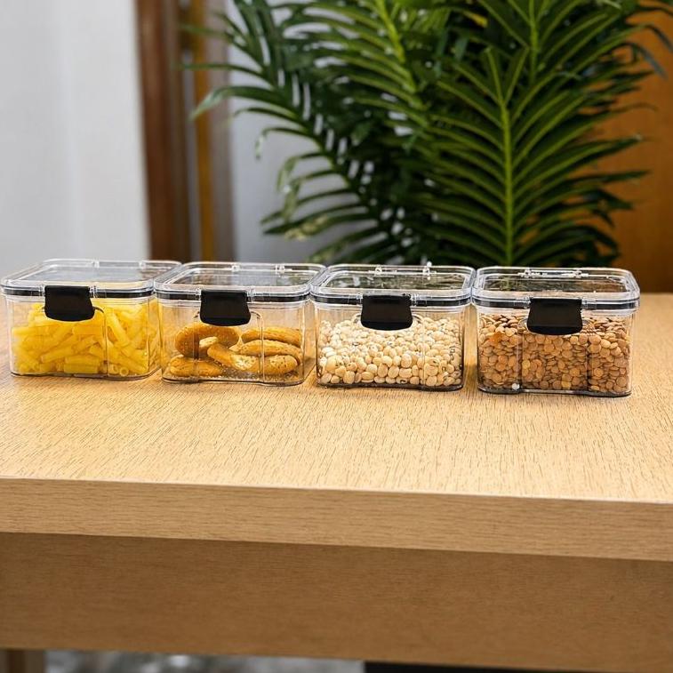 Monte Seu Kit Conjunto De  Potes Herméticos em Acrílico Cristal com Trava  Empilhável